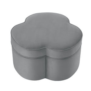 28" Gray Velvet Specialty Cocktail Ottoman