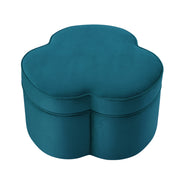 28" Teal Blue Velvet Specialty Cocktail Ottoman