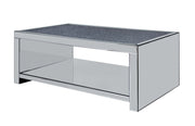 48" Mirrored Mirrored And Manufactured Wood Rectangular Mirrored Coffee Table With Shelf