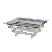 41" Chrome And Clear Glass Square Coffee Table