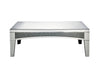 48" Silver Mirrored Glass and Faux Stone Bling Rectangular Coffee Table
