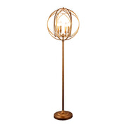 64" Gold Four Light  Floor Lamp With Modern Gold Geometric Globe Shade