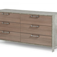 64" Brown Oak Grey Solid And Manufactured Wood Six Drawer Standard Dresser