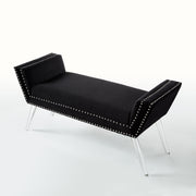 45" Black And Clear Upholstered Velvet Bench