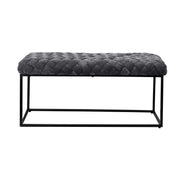 39" Gray And Black Upholstered Velvet Bench