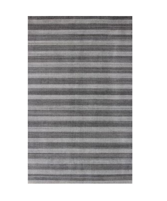5' X 10' Black And Gray Striped Hand Loomed Area Rug
