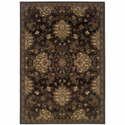 10' X 13' Brown Beige Blue And Red Oriental Power Loom Stain Resistant Area Rug