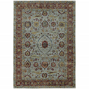 5' X 7' Blue Red Green And Gold Oriental Power Loom Stain Resistant Area Rug