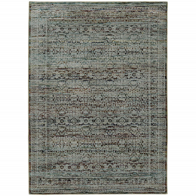 2' X 3' Blue And Purple Oriental Power Loom Stain Resistant Area Rug