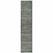 2' X 10' Blue And Purple Oriental Power Loom Stain Resistant Runner Rug