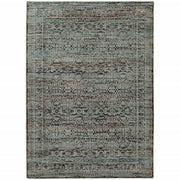 3' X 5' Blue And Purple Oriental Power Loom Stain Resistant Area Rug