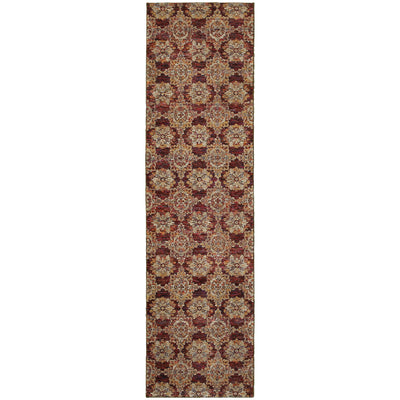 2' X 8' Red And Gold Oriental Power Loom Stain Resistant Runner Rug