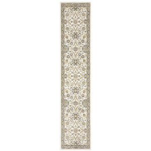 2' X 10' Gray And Ivory Oriental Power Loom Runner Rug