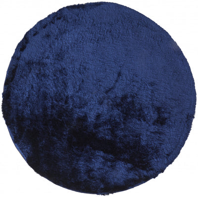 10' Blue And Black Round Shag Tufted Handmade Area Rug