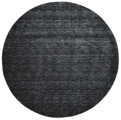 10' Black Round Wool Hand Woven Stain Resistant Area Rug