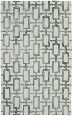 10' X 13' Ivory And Green Wool Geometric Tufted Handmade Area Rug