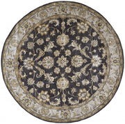 10' Blue Gray And Taupe Round Wool Floral Tufted Handmade Stain Resistant Area Rug