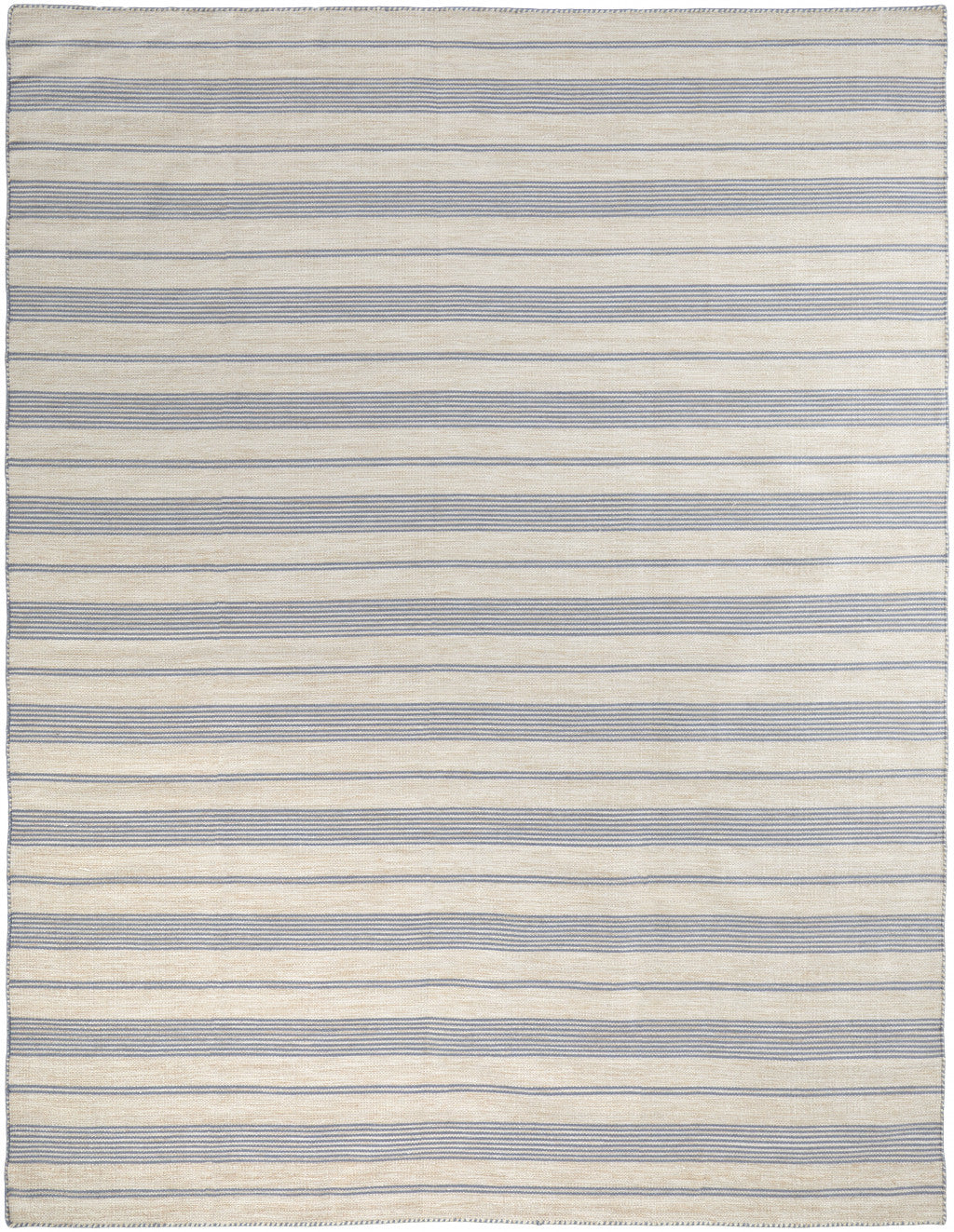 10' X 14' Blue Ivory And Tan Striped Dhurrie Hand Woven Stain Resistant Area Rug