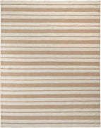 8' X 11' Ivory Taupe And Brown Striped Dhurrie Hand Woven Stain Resistant Area Rug