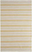 5' X 8' Yellow And Ivory Striped Dhurrie Hand Woven Stain Resistant Area Rug