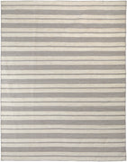 4' X 6' Gray And Ivory Striped Dhurrie Hand Woven Stain Resistant Area Rug