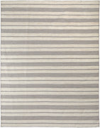 10' X 14' Gray And Ivory Striped Dhurrie Hand Woven Stain Resistant Area Rug
