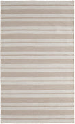 8' X 11' Ivory And Taupe Striped Dhurrie Hand Woven Stain Resistant Area Rug