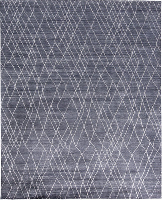 2' X 3' Blue And Ivory Abstract Hand Woven Area Rug