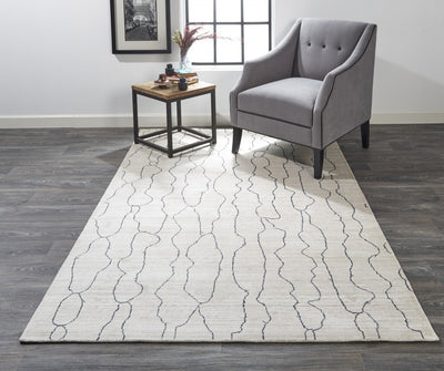 10' X 13' Ivory And Gray Abstract Hand Woven Area Rug