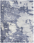 5' X 8' Blue Gray And Ivory Abstract Hand Woven Area Rug