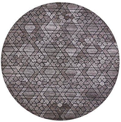 10' Taupe Black And Gray Round Wool Paisley Tufted Handmade Area Rug