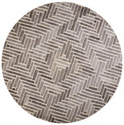8' Taupe Gray And Tan Round Wool Geometric Tufted Handmade Area Rug