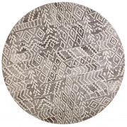 8' Gray And White Round Wool Abstract Tufted Handmade Area Rug