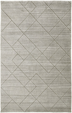 2' X 3' Ivory And Silver Striped Hand Woven Area Rug