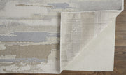 9' X 12' Ivory Tan And Brown Abstract Power Loom Distressed Stain Resistant Area Rug