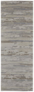 8' Ivory Tan And Brown Abstract Power Loom Distressed Stain Resistant Runner Rug
