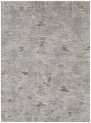 8' X 10' Ivory Gray And Tan Abstract Power Loom Distressed Stain Resistant Area Rug