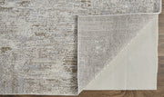 10' X 14' Ivory Gray And Tan Abstract Power Loom Distressed Stain Resistant Area Rug