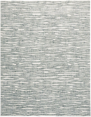 5' X 8' Gray Green And Ivory Striped Distressed Stain Resistant Area Rug