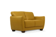 57" Mustard Leather And Black Standard Love Seat