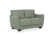 57" Pale Green Leather And Black Standard Love Seat