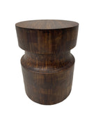 16" Brown Solid Wood Drum End Table