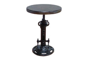 13" Black Round Industrial Adjustable Wood and Metal Stool.