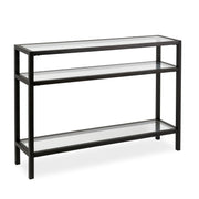 42" Black and Glass Console Table With Storage