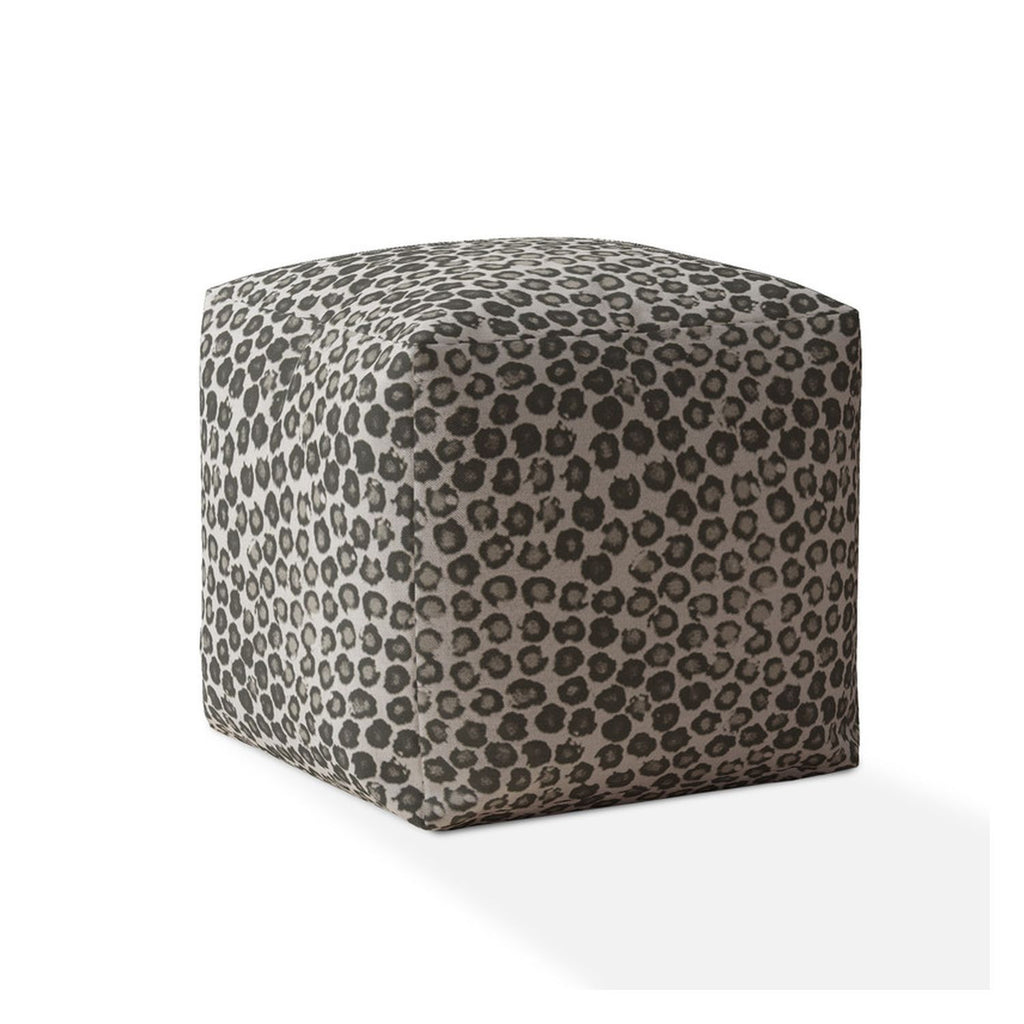 17" Beige Flax Abstract Pouf Cover