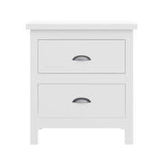 20" White Two Drawer Nightstand With Solid Wood Top