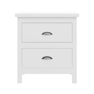 20" White Two Drawer Nightstand With Solid Wood Top