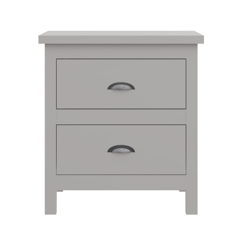 16" Gray Two Drawer Solid Wood Nightstand