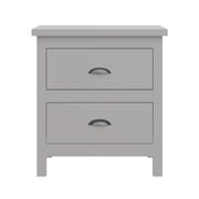 16" Gray Two Drawer Solid Wood Nightstand