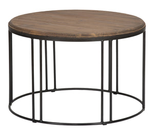 28" Solid Wood Round Distressed Coffee Table
